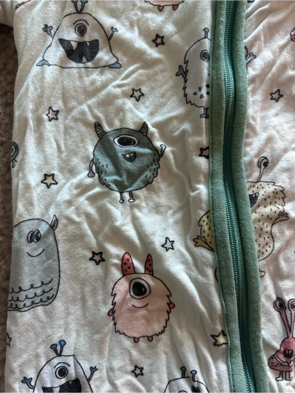 Caden Lane Neutral Monster Print Footed Pajama 3-6 months